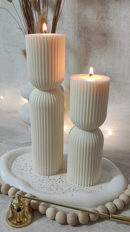 Ribbed Hourglass Candle - Elegant Scented Soy Wax Decor