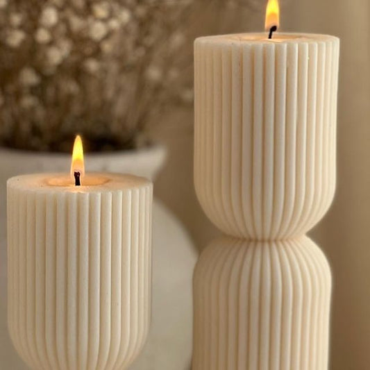 Ribbed Hourglass Candle - Elegant Scented Soy Wax Decor