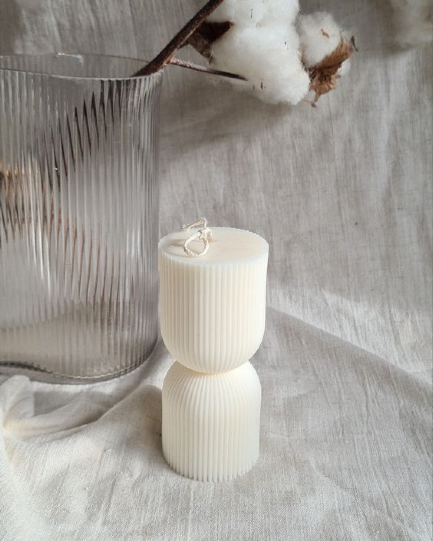 Ribbed Hourglass Candle - Elegant Scented Soy Wax Decor